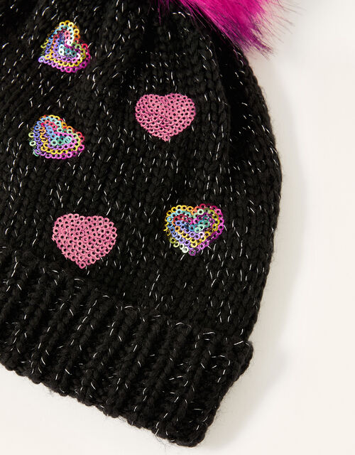 Stacey Sequin Heart Pom-Pom Hat, Multi (MULTI), large