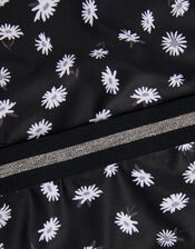 Daisy Print Halter Bikini Set, Black (BLACK), large