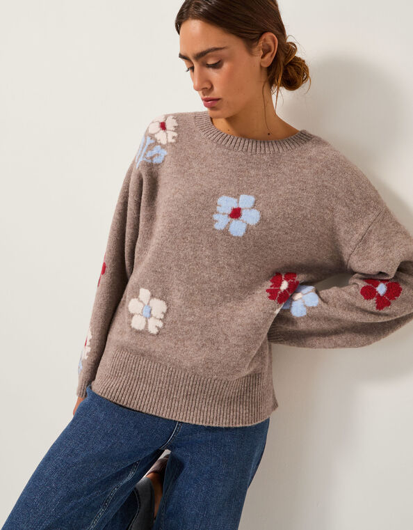 Fenn Floral Jumper, Mink (MINK), large