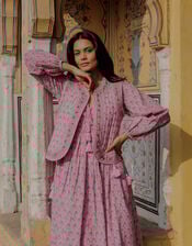 Dilli Grey Fifi Long-Sleeve Floral Midi Dress, Pink (PINK), large