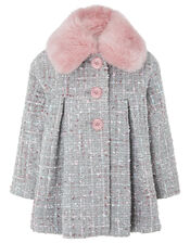 Baby Sparkle Tweed Coat, Grey (GREY), large
