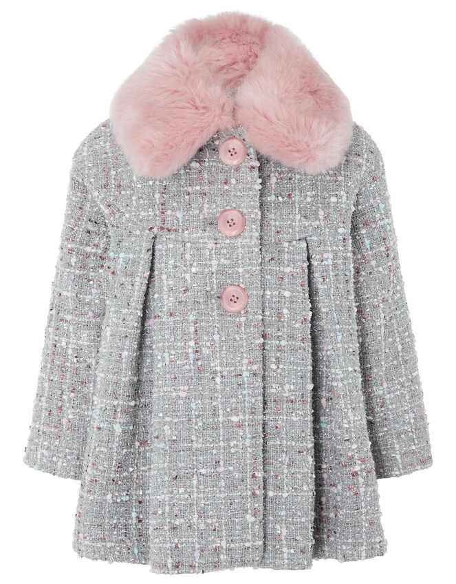 Baby Sparkle Tweed Coat, Grey (GREY), large