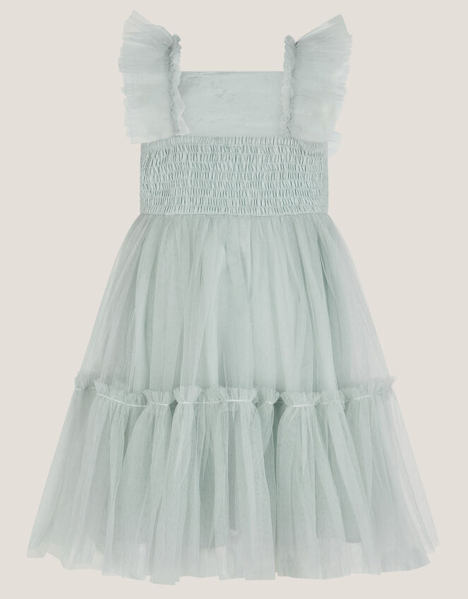 Baby Eva Floral Embroidered Tulle Dress, Green (PALE GREEN), large
