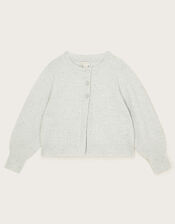 Sequin Star Button Cardigan, Silver (SILVER), large