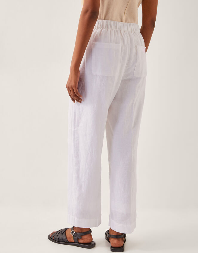 Linen Jolie Short Wide Leg Trousers, White (WHITE), large