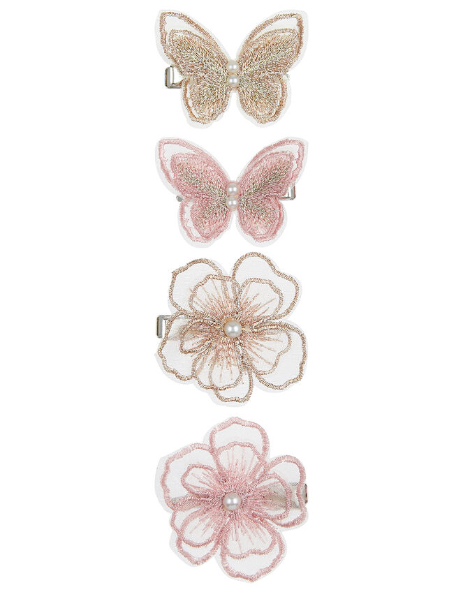 Lacey Butterfly and Flower Hair Clip Set, , large