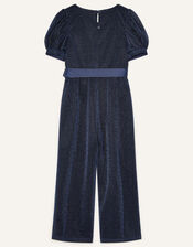 Erin Sparkle Puff Sleeve Jumpsuit, Blue (NAVY), large