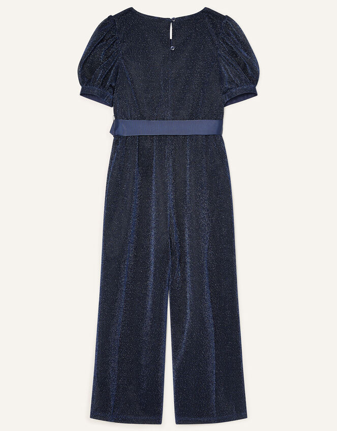 Erin Sparkle Puff Sleeve Jumpsuit, Blue (NAVY), large