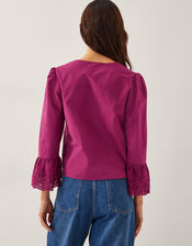 Saoirse Broderie Tie Blouse, Red (BURGUNDY), large