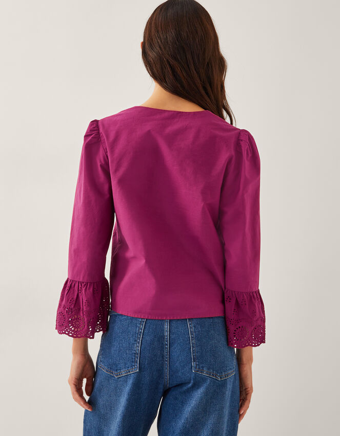 Saoirse Broderie Tie Blouse, Red (BURGUNDY), large