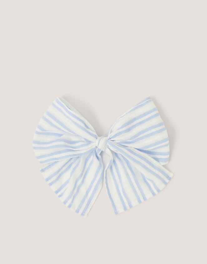 Stripe Bow Hair Clip, , large
