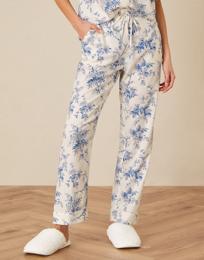 Bird Floral Pyjama Bottoms , Ivory (IVORY), large