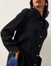 Paula Plisse Shirt, Black (BLACK), large