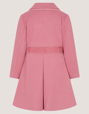 Velvet Bow A-Line Coat, Pink (PINK), large