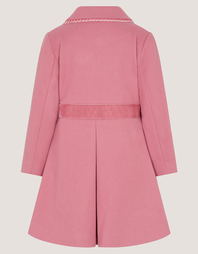 Velvet Bow A-Line Coat, Pink (PINK), large
