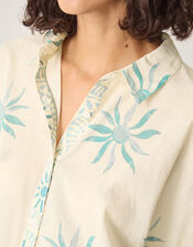 Tashie Sun Print Oversized Shirt, Blue (AQUA), large