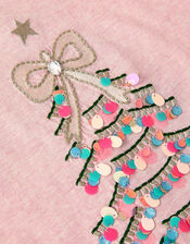 Sequin Christmas Tree Long Sleeve Top, Pink (PINK), large