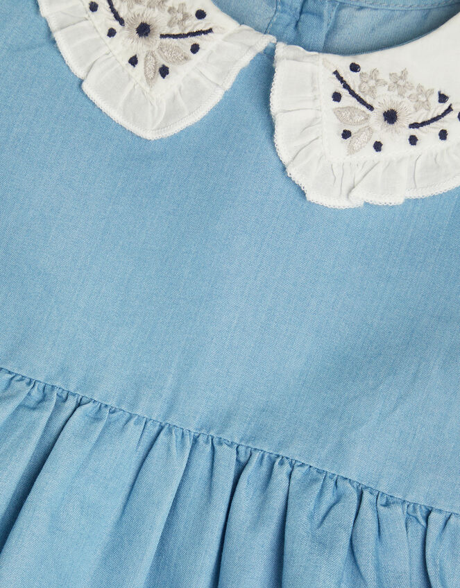 Baby Tiered Chambray Dress, Blue (BLUE), large