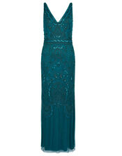 Marisa Embellished Maxi Dress in Recycled Fabric, Teal (TEAL), large