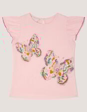 Butterfly Embroidered T-Shirt, Pink (PINK), large