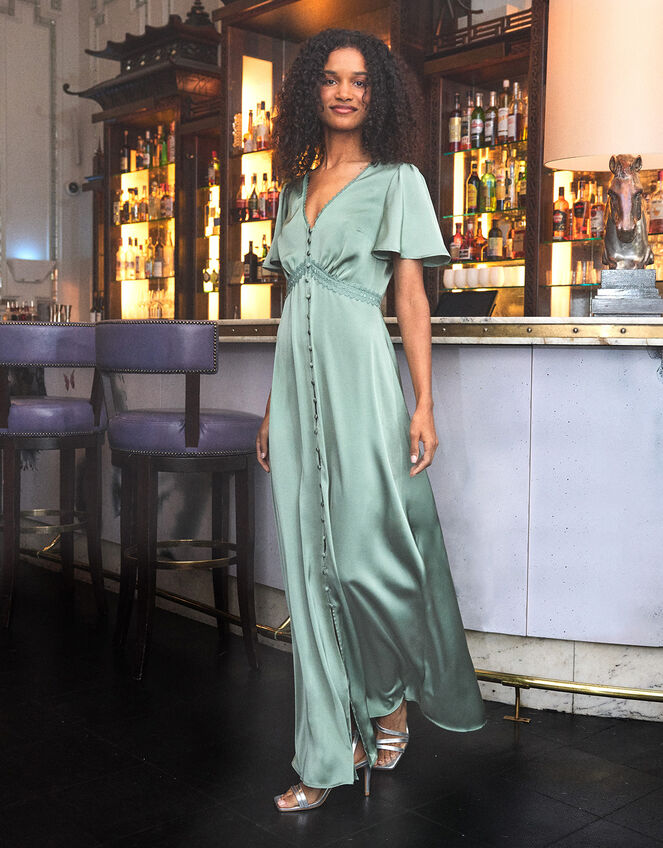 Fiona Satin Maxi Gown (Greenery)