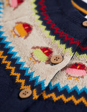 Frugi Kenna Fair Isle Cardigan, Blue (NAVY), large