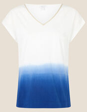 Deea Dip Dye T-Shirt in Organic Cotton, Blue (BLUE), large