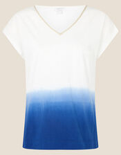 Deea Dip Dye T-Shirt in Organic Cotton, Blue (BLUE), large