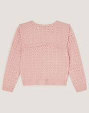 Sequin Bow Pointelle Cardigan, Pink (PINK), large