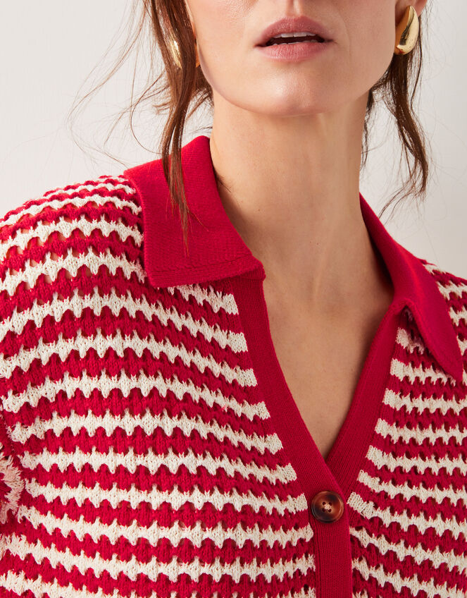 Cally Stripe Collar Jumper, Red (RED), large