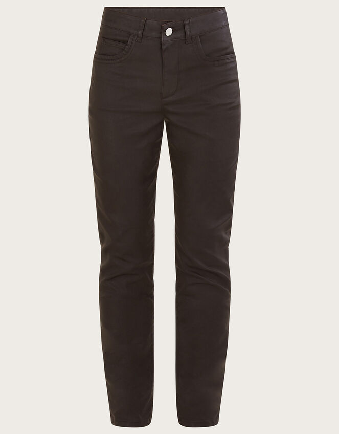 Coated Denim Skinny Jeans, Brown (CHOCOLATE), large