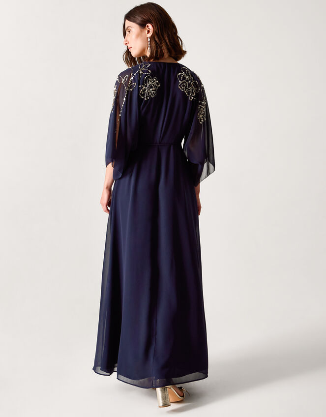 Skyla Floral Embellished Maxi Wrap Dress, Blue (NAVY), large