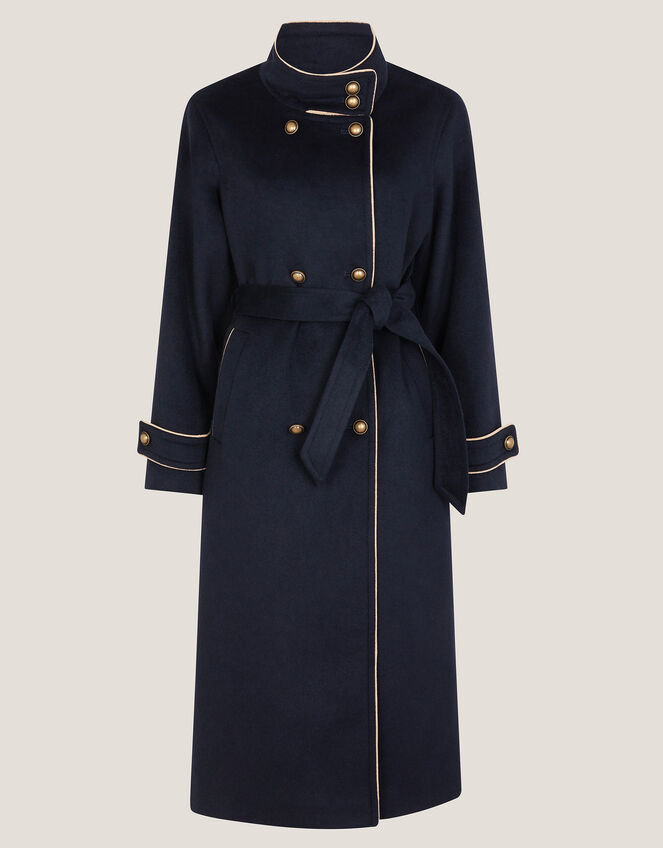 Harriet Funnel Doubled Breasted Coat Blue