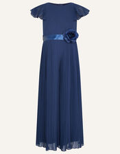 Sunray Corsage Pleated Jumpsuit, Blue (NAVY), large