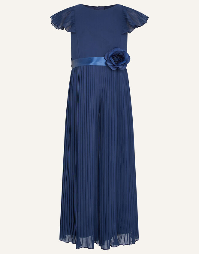 Sunray Corsage Pleated Jumpsuit, Blue (NAVY), large