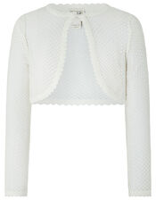 Gracie Shimmer Cropped Cardigan, Ivory (IVORY), large