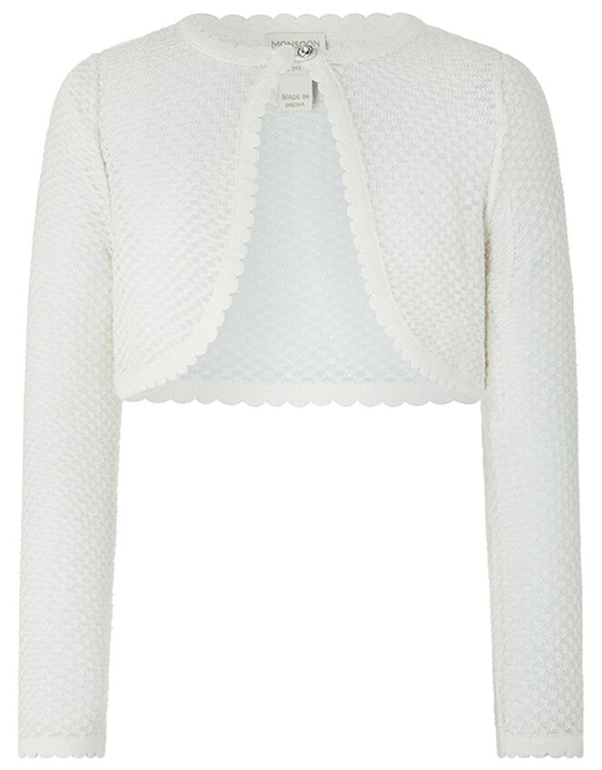 Gracie Shimmer Cropped Cardigan, Ivory (IVORY), large