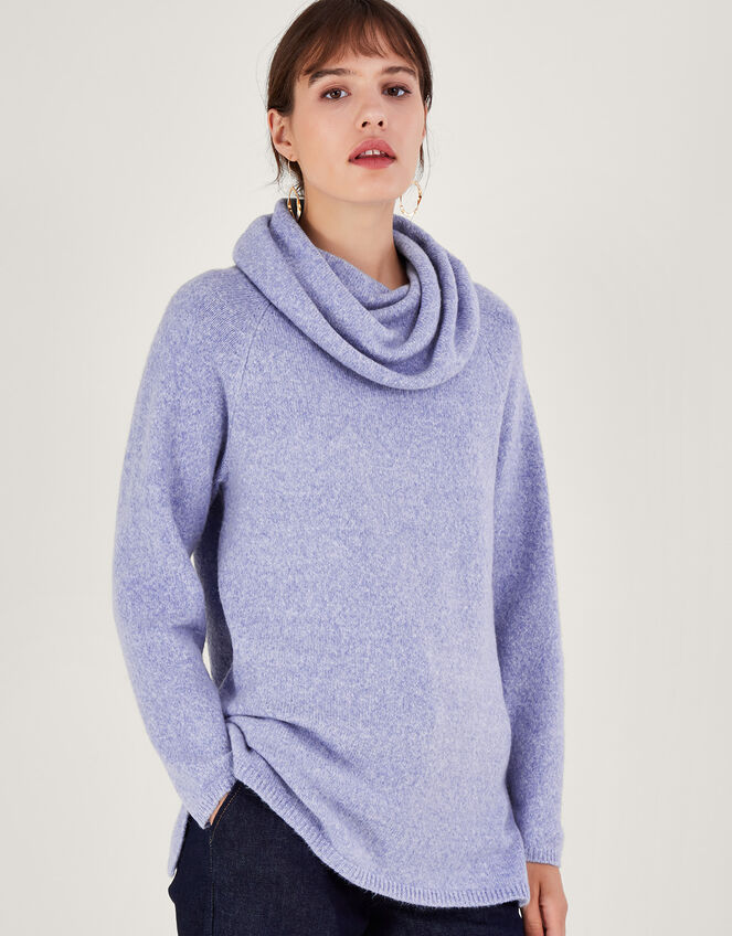 Monica Cowl Neck Jumper, Blue (BLUE), large