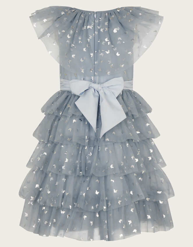 Frilly Butterfly Tulle Tiered Dress, Blue (BLUE), large