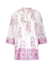 East Yulia Woodblock Pintuck Shirt, Purple (PURPLE), large