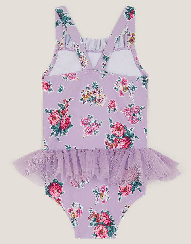 Baby Floral Tutu Swimsuit, Purple (LILAC), large
