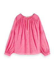 Scotch and Soda Button Neckline Easy Dobby Blouse, Pink (PINK), large
