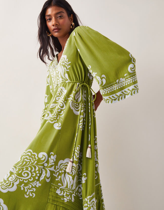 Miley Floral Print Midi Dress, Green (GREEN), large