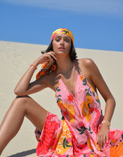 Wild Voila Tiger Print Backless Midi Dress , Pink (PINK), large