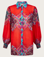 Tiffany Print Blouse, Red (RED), large