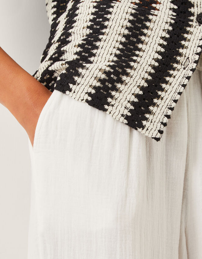 Cleo Crochet Stripe Shirt, Black (BLACK), large