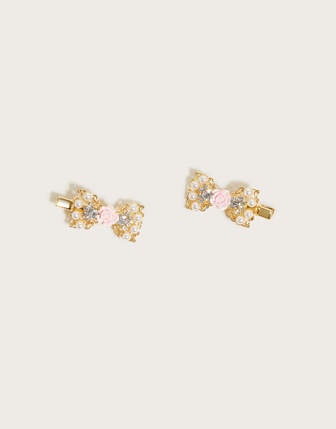 Pearly Bow Hair Clip Twinset, , large