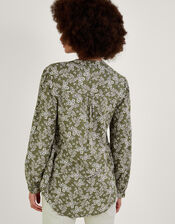 Longline Print Pullover Blouse in LENZING™ ECOVERO™ , Green (KHAKI), large