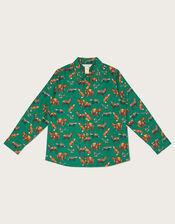 Animal Print Long Sleeve Shirt WWF-Collaboration, Green (GREEN), large