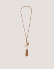 Tassel Heart Charm Necklace, , large